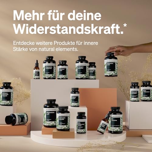 natural elements Vitamin C - 120 Kapseln - Hochdosiert mit 1000mg + 15mg Zink - Pflanzlich fermentiert & gepuffert (pH-neutral, säurefrei, magenschonend) - vegan, laborgeprüfte Qualität