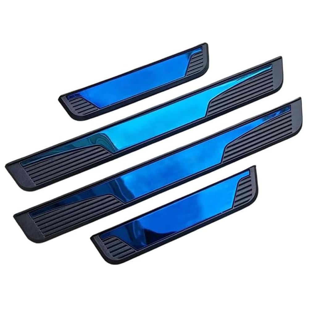 Yhqkj A/Blue Cr Door Sill Kick Pltes For Vw T-Cross C1 I 2019-2024, Stinless Steel Nti-Scrtch Threshold Strips Scuff Gurds Door Edge Protectors Ccessories,