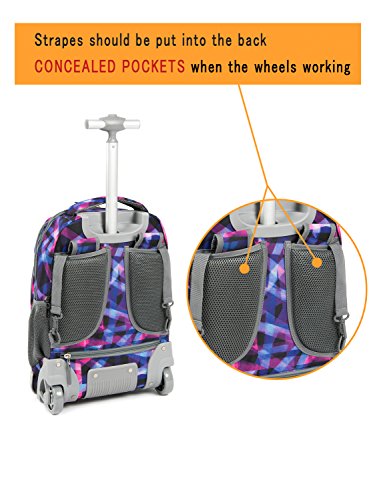Tilami Kids Rolling Backpack 18 inch Boys and Girls Laptop Backpack, Patterns2