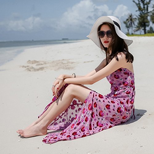GUO maxi robe bohème longue robe de plage pour femme couleur rose taille M