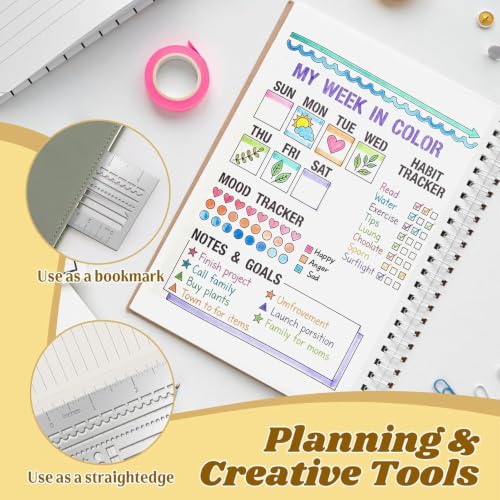 Plantillas de journaling de acero inoxidable con 2 reglas de viñetas para agenda y calendario 6