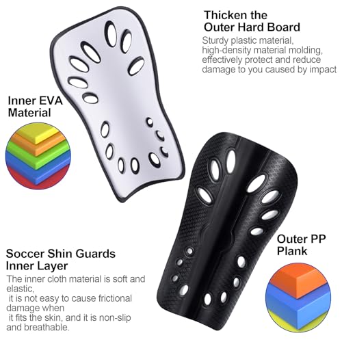 ANCIRS 2pcs Soccer Shin Guards for Younth, Breathable Shin Guard Sleeves for Football Games, Protective EVA Cushion for Youth Men & Women- Black - Thumbnail 3