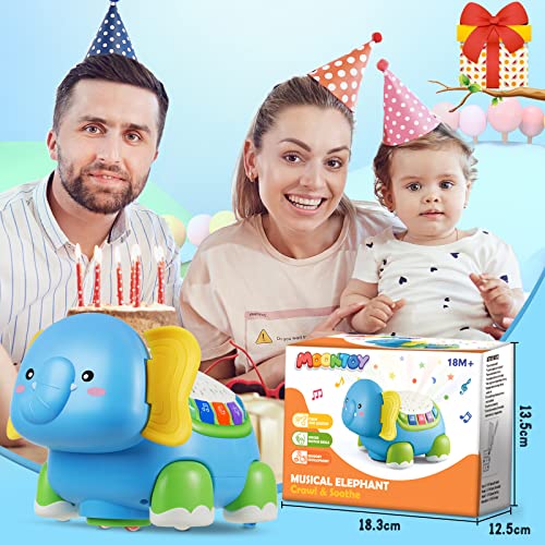 Moontoy Musical Crawling Baby Toys 6 To 12 Months Boy Girl Gift, Light Up Elephant Infant Toys For Toddlers 1-3, Tummy Time Toys With Music Light Early Developmental Toys For Baby 7 8 9 12-18 Month #TOP6