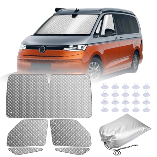 MaxAwe Juego de 5 fundas protectoras térmicas internas para VW T7, juego de persianas térmicas metálicas plateadas específicas para vehículos, compati...