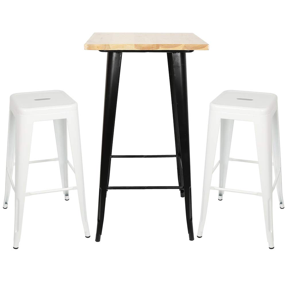 Table Mange Debout, Table Haute, Table de Bar, Table de Bar Bois (MDF) métal Mange Debout Fer Design Industriel Haute Bistro-pour Maison Pub Bistro, Cocktail-60 * 60 * 110 cm