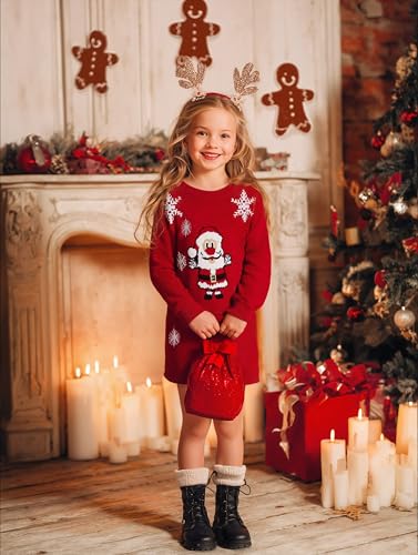 Girls Winter Long Sleeve Holiday Christmas Knit Pullover Sweater