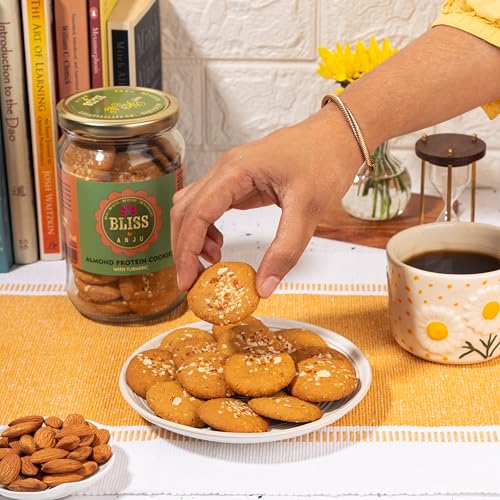 Image of Bliss by Anju Chana Sattu Almond Protein Cookies 350g | Contains 38g Protein Per Pack | High-Protein & Gluten-Free | No Maida, No Butter | Made with Nuts & Clean Ingredients