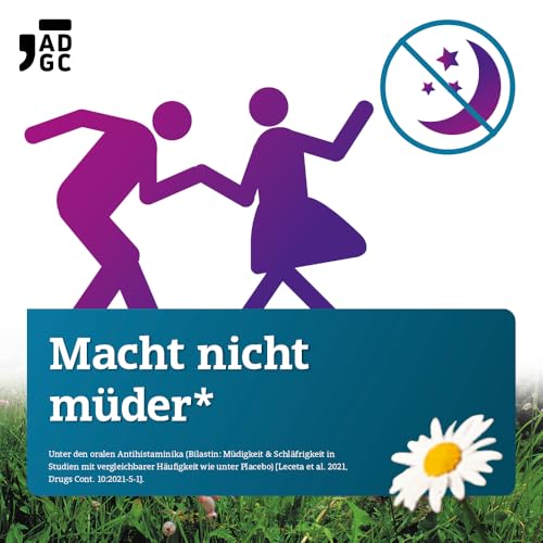 Bilastin ADGC® 50 St - Allergietabletten bei Heuschnupfen - schnell & langanhaltend bis 24 St. wirksam bei allergischem Schnupfen, Nesselsucht(Urtikaria), Juckreiz, Tierhaar- und Hausstauballergie