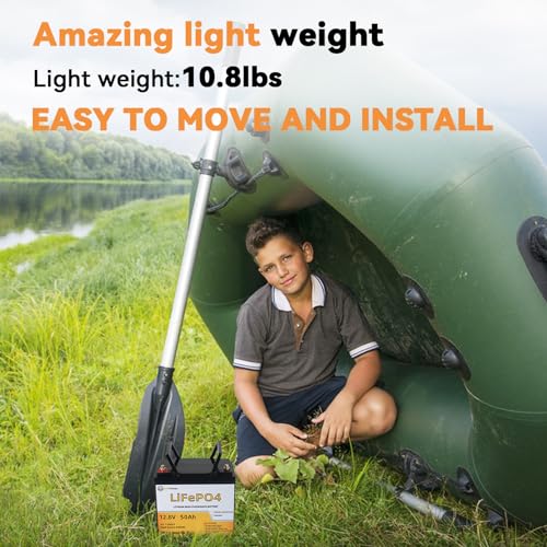 Image of 12V 50Ah Trolling Motor Lithium LiFePO4 Battery, 5000+ Deep Cycles Rechargeable Battery,Built in 50A BMS, for 30~50lb Boat Motor,Solar, RV, Marine,Solar System,Off-Grid Applications