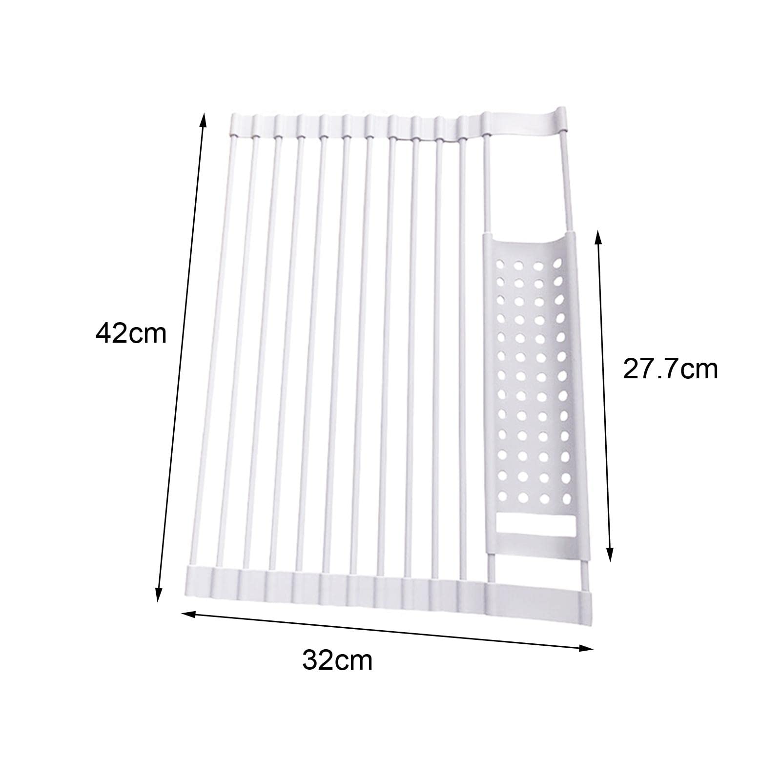 kowaku Escurridor de Platos Enrollable Plegable, escurridor de Platos portátil para Vasos, Utensilios, Gris Blanco S