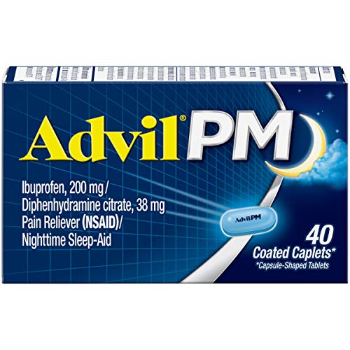 Advil PM Pain Reliever and Nighttime Sleep Aid, Pain Medicine with Ibuprofen for Pain Relief and Diphenhydramine Citrate for a Sleep Aid - 40 Coated Caplets