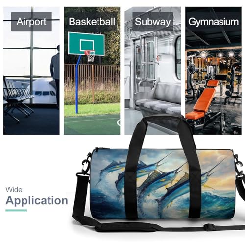 Gym Bag for Men Women, Lightweight Overnight Duffel Bags Whimsical Fish Painting Waterproof Travel Sports Bag3