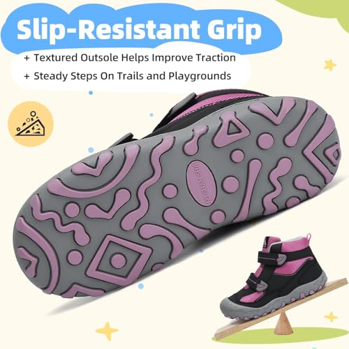 Image of Mishansha Kids Water Resistant Hiking Boots, Boys Girls Anti Collision Anti-Skid Athletic Outdoor Ankle Adventure Trekking Shoes