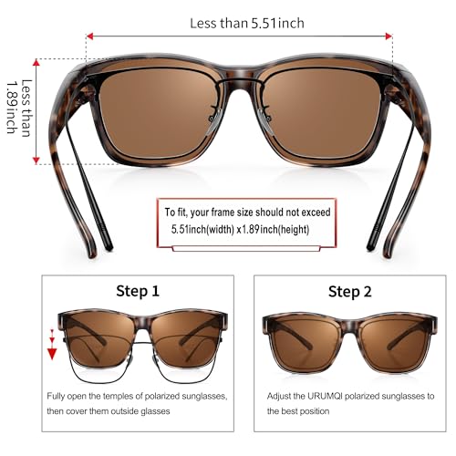Image of URUMQI Polarized Sunglasses Fit Over Glasses for Men Women, Oversized Square Sun Glasses UV400 Protection