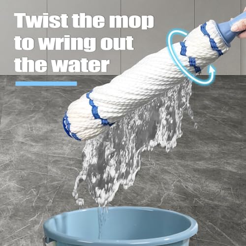Image of Microfiber Twist Mop for Floor Cleaning - Squeeze Twist Mop Stick, Durable Dust Mop for Hardwood, Tile & Laminate - Easy-to-Use Modular Pocha, Space-Saving Floor Cleaner Random Color