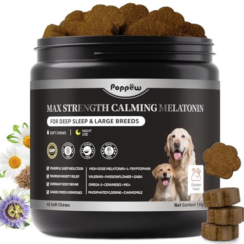 Image of Melatonin for Dogs - Advanced Dog Calming Chews for Restful Sleep & Emotional Support | Calming Treats for Dogs Stress Anxiety Support - Separation, Thunder, Fireworks, Chicken Flavor, 45Ct