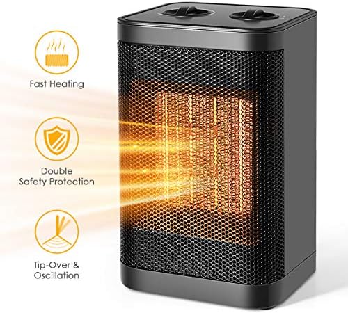 WEEKSTART Space Heater, Personal Heater Fan - Ceramic Electric Heater for Home/Office/Bedroom with Overheat Protection, Small Desk Fan（750W/1500W）