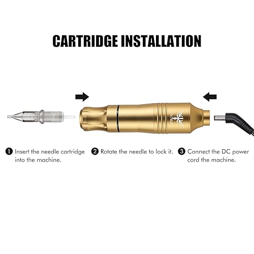 Miniatura 5 de TATELF Kit de tatuaje, cartuchos, kit de máquina de tatuaje, bolígrafo rotativo, fuente de alimentación de doble salida, 20 cartuchos agujas, tinta