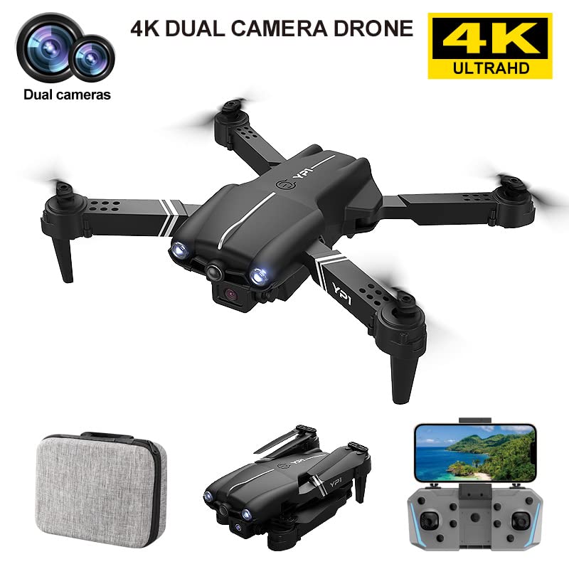 Wltoys YP1 Mini Drone/Helicopter/Quadcopter 4K HD Camera Four-sided Obstacle Avoidance Air Pressure Fixed Height Professional Foldable Quadcopter Toys (4k-B-Dual+OFP)