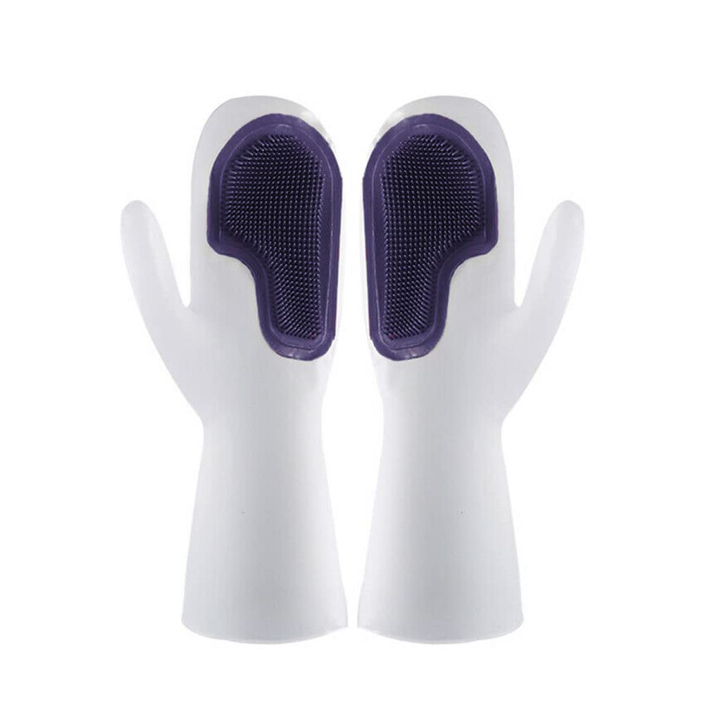 AOLI Magic Dish Washing Gloves Silicone Rubber Cleaning Brush Scrubber Kitchen Accessories (Purple)