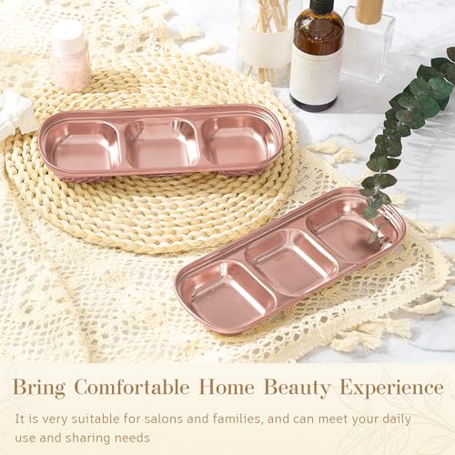 Image of 4 Pcs Esthetician Bowls Face Mask Tray Esthetician Supplies Stainless Steel Compartment Serving Tray Women Skincare Products Facial Bowl for Spa Salon Aesthetician Beauty, Nail Art (Rose Gold,Medium)