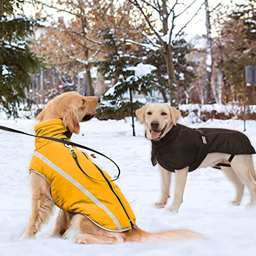 Hund Wintermantel, Hunde Wintermantel Wasserdicht, Mit Fleece gefütterte Hundejacke für kleine, mittelgroße Hunde den Winter und kaltes Wetter Winddichte extraweiche Hundeweste (4XL, gelb)