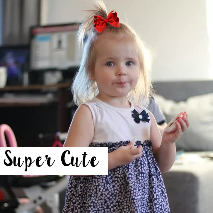 12 PCS 3" Hair Bow Clips Red Grosgrain Ribbon Solid Color Hair Bow with Alligator Clips Hair Accessories for Teen Toddler Little Girls (Red) - Image 7