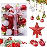 🎄 Bola de decoración navideña: las decoraciones para árboles de Navidad están especialmente diseñadas para uso en interiores y exteriores. Las hermosas bolas navideñas crean un ambiente navideño de lujo típico para sus decoraciones navideñas y navideñas. "