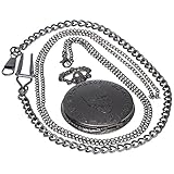 FobTime Japanese Animation Death Note Skull Vintage Black Quartz Pocket Watch Retro Analog Chain Copper Men Women Children Kids Gift 1 PC Necklace 1 PC Clip Key Rib Chain