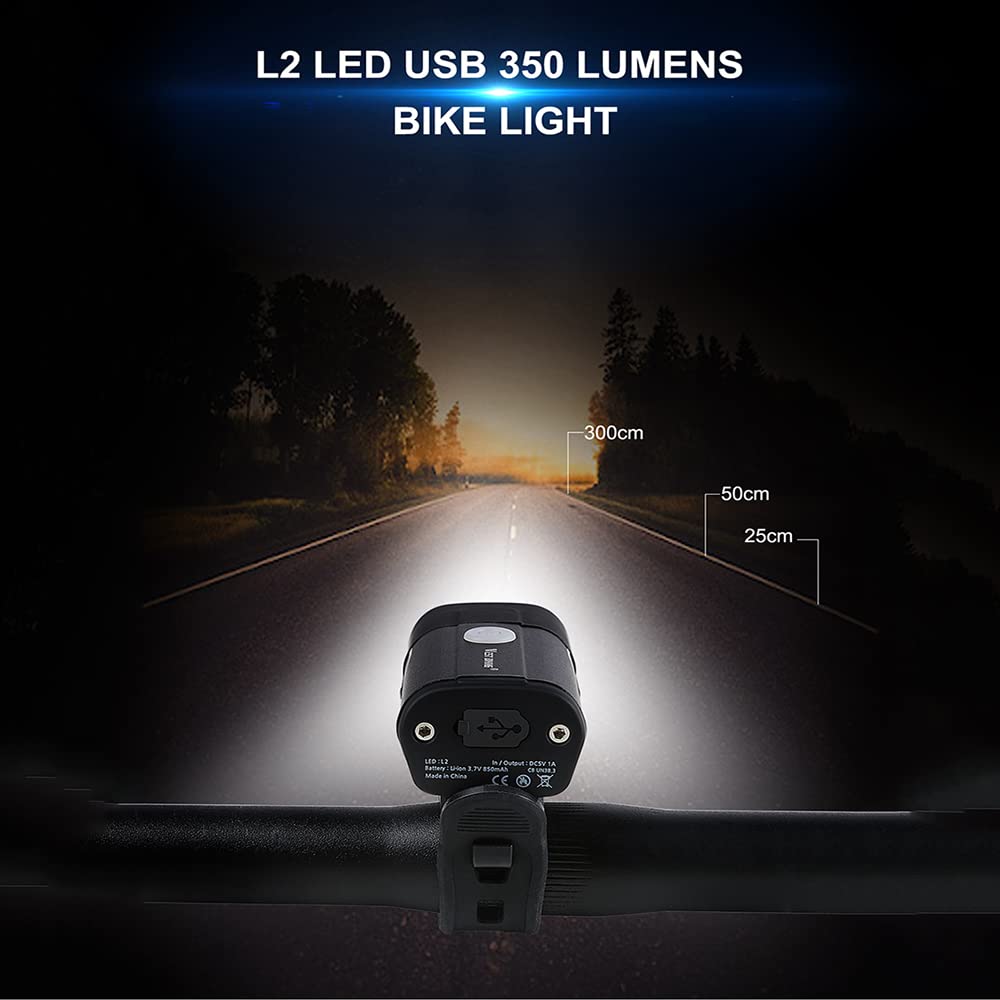 Faro Anteriore a LED per Bicicletta, Ricaricabile Tramite USB, con 3-5 modalità di Funzionamento, Torcia di Sicurezza con Luce di Segnalazione.