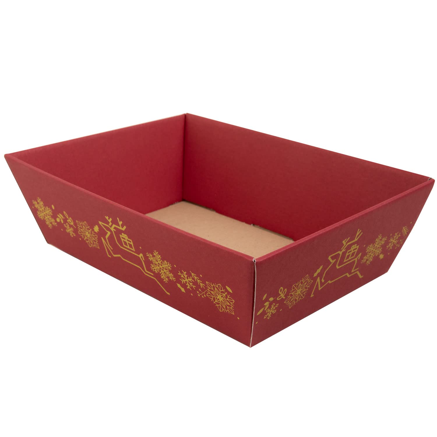 10 x PresentFill® Präsentkorb Weihnachten Bordeaux leer ohne Inhalt - Geschenkkorb aus umweltfreundlichen 100% Recycling Karton Wellpappe - rechteckig - in verschiedenen Farben - Made in Germany