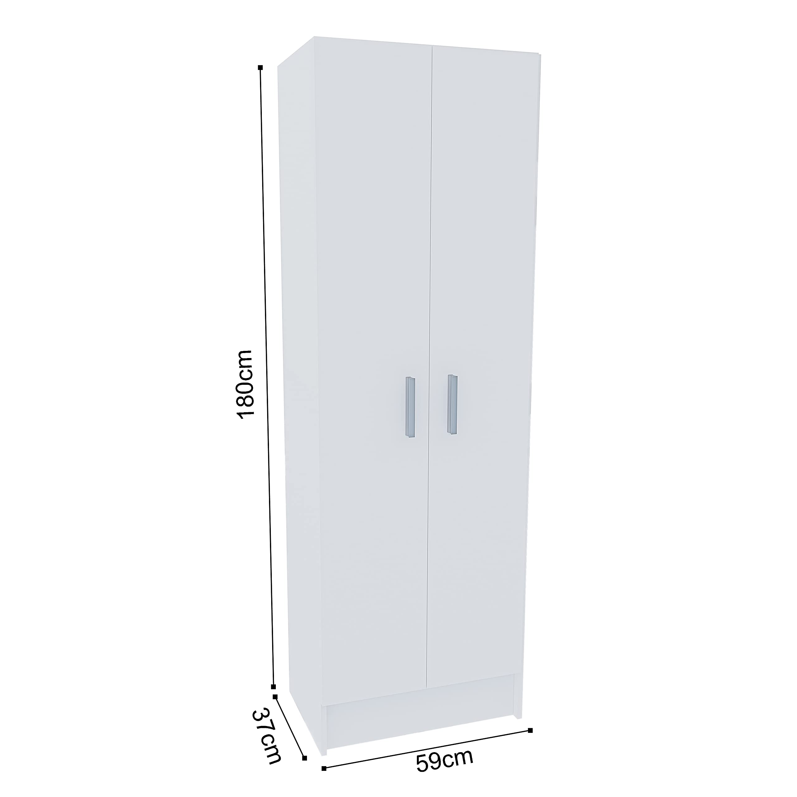 EGLEMTEK Alphabet Armadio Armadietto Multiuso A Colonna con 2 Ante e 8 Ripiani Ingresso Camera da Letto 59 x 37 x 180 Cm Colore Bianco