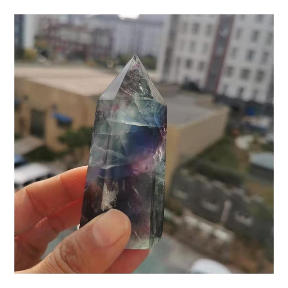 BUSOTH Natural Crystal Rough Natural Blue Fluorite Crystal Wand Stone Crystal Single Point for
