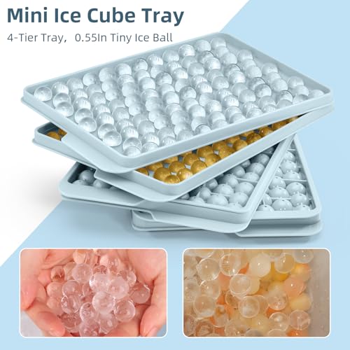 Wibimen Mini Ice Cube Trays, Small Ice Cube Trays Easy Release,104X4 Pcs Round Ice Cube Tray Crushed Ice Tray For Chilling Drinks Coffee Juice thumb #6