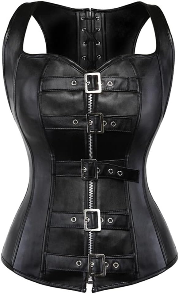Steampunk Straps Corsets Sexy Womens Leather Overbust Corset Bustier Gothic Buckle Corselet