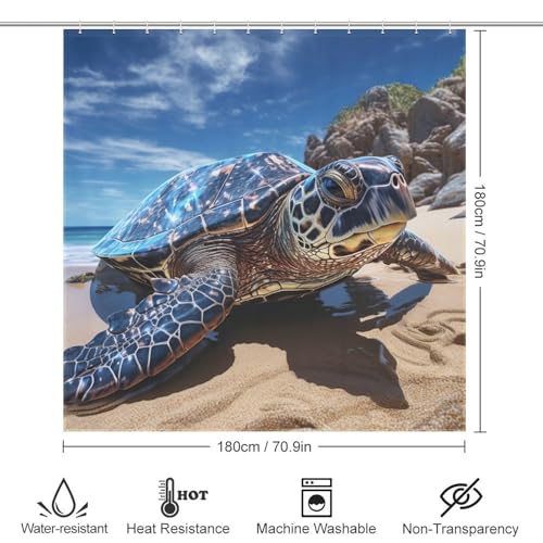 Rideau douche polyester imperméable 183x183 cm motif tortue de mer