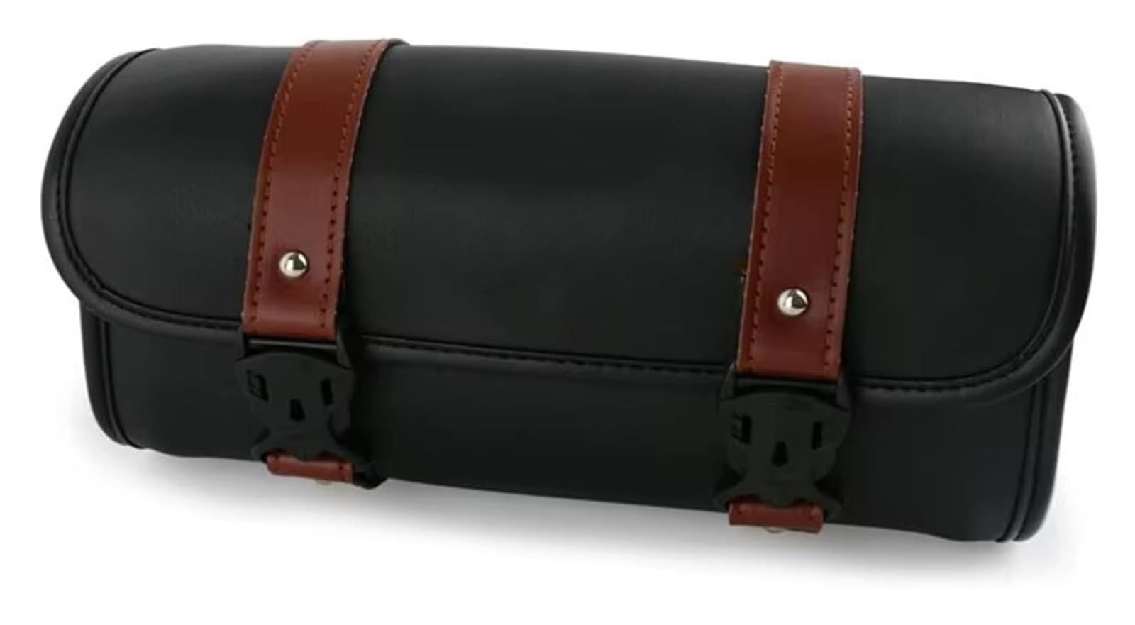 Moto Paraurti Borsa Moto Forcella Attrezzo Barile Forma Manubrio PU Pelle Borse Portaoggetti Nero Bagagli Sella Borsa