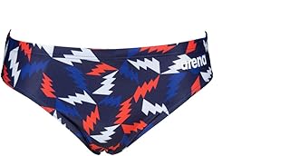 Traje de baño para Hombre, Estampado a Color, 3 Pulgadas, Traje de baño Deportivo, Hombre, Bañador, TMPRNTBRF, Rayo Colors Azul Marino/Rojo, 48
