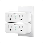 TESSAN 2 Pack Smart Plug, WiFi Smart Outlet avec double sockets, compatible avec Alexa et Google Home, télécommande avec fonction minuterie, commande vocale, protection contre les surpressions, 2.4GHz WiFi Seulement