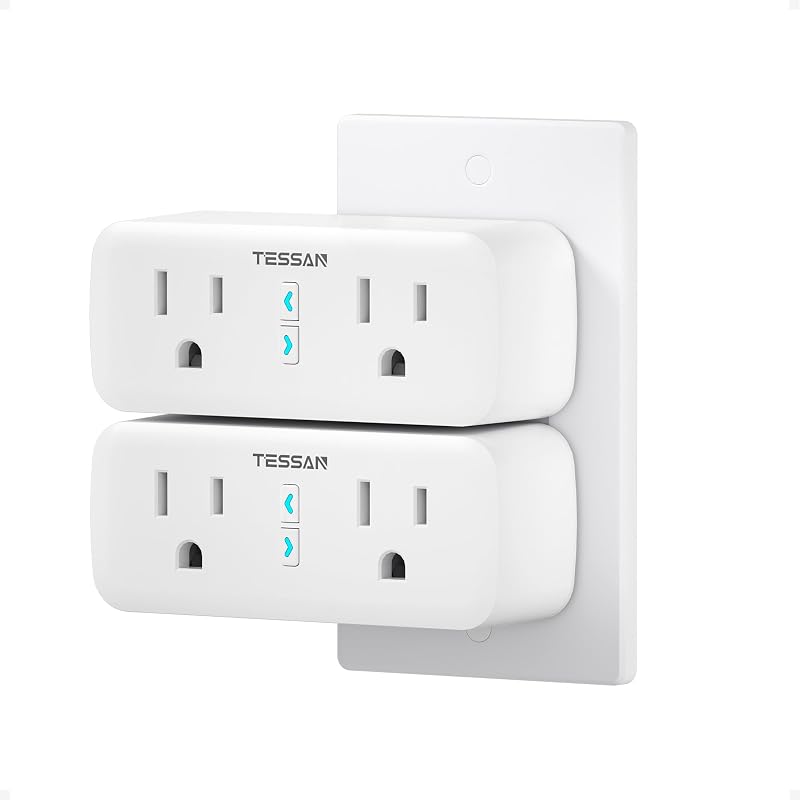 2 Pack Smart Plug, WiFi Dual Socket Outlet | Alexa and Google Home Compatible, Remote Control with Timer Function, Voice Control, Surge Protection, 2.4GHz WiFi Only