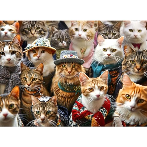 Jigsaw Puzzles for Adults 1000 Piece Jigsaw Puzzles for Adult Educational Game Challenge Toy 1000 Pieces Puzzle for Adults Kids.Educational Games Home Decoration.Theme:Fashion Cat Collection