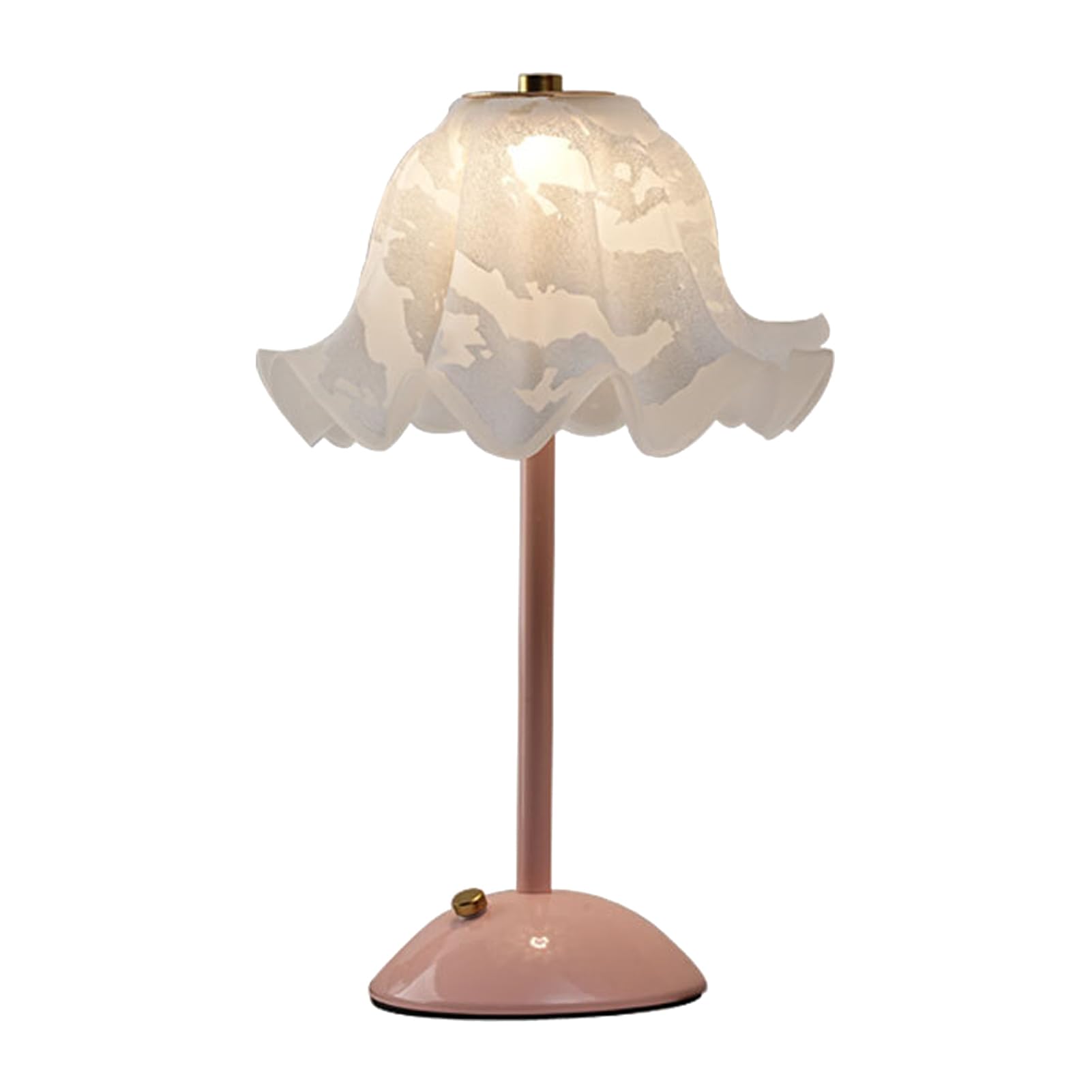YWBL-WH Lampada da Tavolo a Fiori Senza Fili con Paralume in Vetro Petalo | Costruito in Ferro, Batteria Ricaricabile da 1200 MAh, Ricarica USB, Luce Calda Senza Sfarfallio per Comodino della Camera