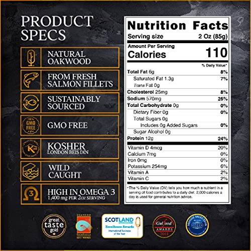 New York's Delicacy, Natural Smoked Salmon Nova - 3 X 1 Lb. [3 Lb.] - Most Awarded, Pre-Sliced, Fully Trimmed - Kosher, Gluten Free, High In Omega 3 - Processed In The Us From Fresh Never Frozen Premium Atlantic Salmon Fillets, Hatched In The Pristine Waters Of The Patagonia Lakes And Grown In The Southern Pacific Ocean. #TOP3