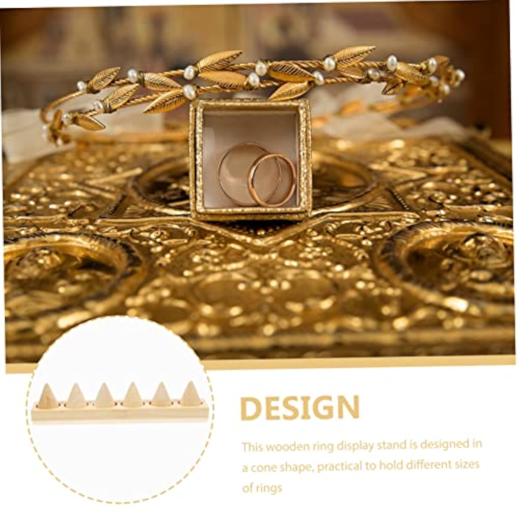 4pcs Multi-layer Wooden Cone Ring Holder