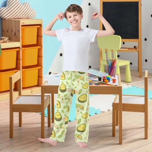 visesunny Boys Pants Avocado Character Yellor Flower Leaf Jogger Pants Elastic Waist Long Bottoms Trousers with Pockets2