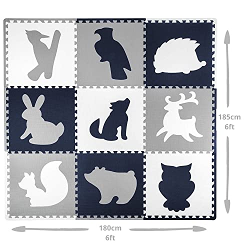 Hakuna Matte grote puzzelmat voor baby's 1,8x1,8m – 9 XXL Tegels 60x60cm met dieren – 20% dikkere speelmat in een milieuvriendelijke verpakking – reukloos baby speelkleed zonder schadelijke stoffen - Afbeelding 3