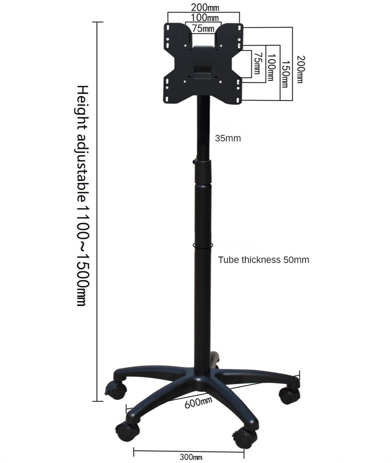 Supporto per Braccio Monitor Supporto per Monitor per impieghi gravosi Carrello Mobile per Schermo LCD a LED da 14"-32", Supporto per Monitor Regolabile in Altezza, Supporto per Monitor
