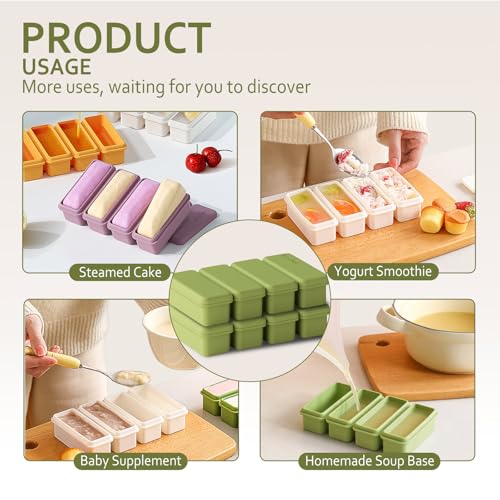 2 Pack de Bandejas de Cubos de Hielo de Silicona con Tapa miniatura 7