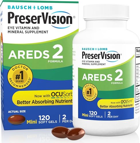 PreserVision AREDS 2 Eye Vitamins Lutein Supplement 120 Softgels | Macular support* Vitamins, #1 eye doctor recommended brand1, lutein & zeaxanthin, vitamin C,E, zinc,copper, minigels, seniors
