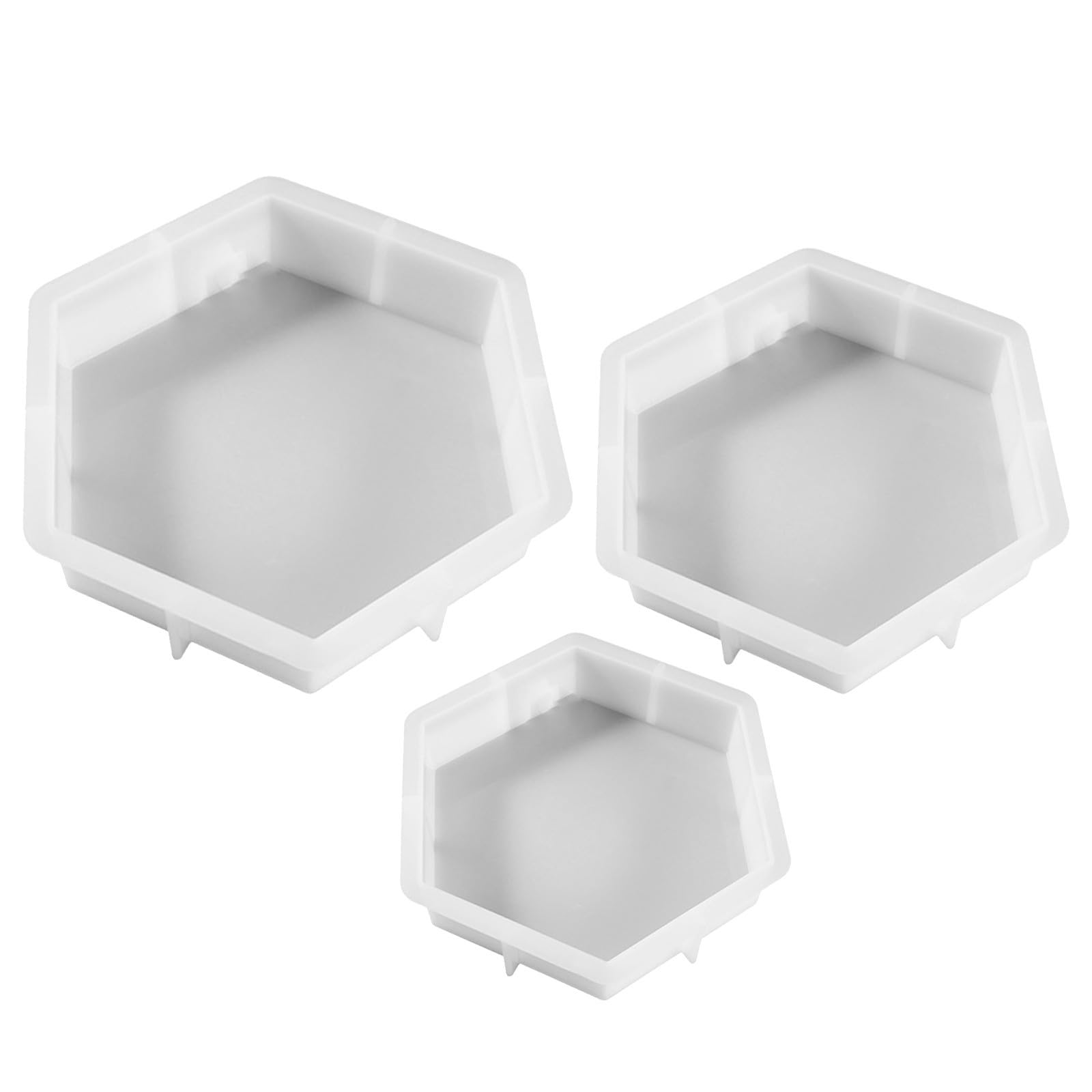 3 Pezzi Stampi Esagonali in Silicone per Resina, Bianco, Superficie Liscia, per Conservazione di Fiori Botanici e Decorazione Casa
